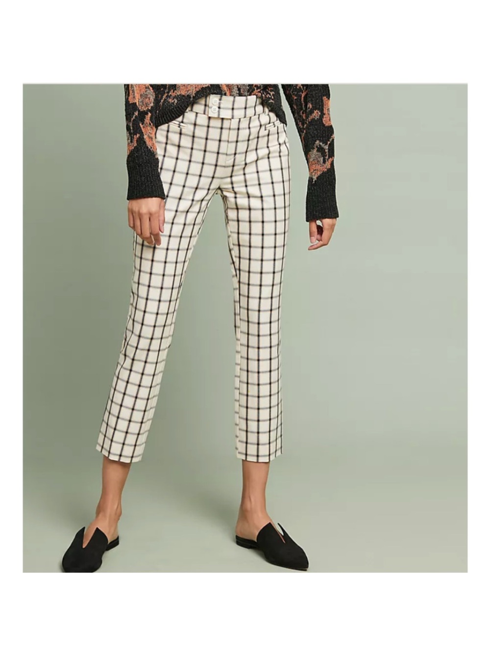 By Anthroplogie Essential‎ Slim Plaid Trousers Size 0P